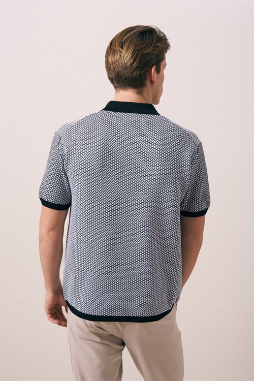 Wholesale Mens Black Knit Polo T-Shirt
