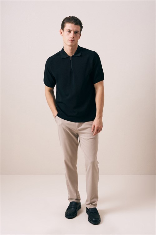 Wholesale Mens Black Knit Polo T-Shirt