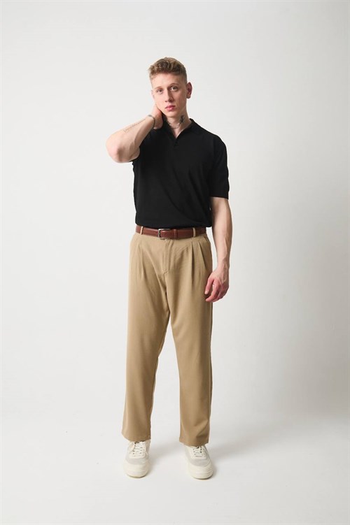 Wholesale Mens Black Knit Polo T-Shirt