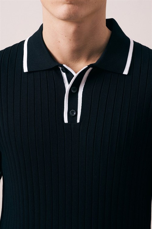 Wholesale Mens Black Knit Polo T-Shirt