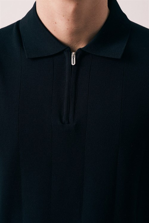 Wholesale Mens Black Knit Polo T-Shirt