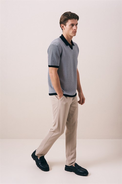 Wholesale Mens Black Knit Polo T-Shirt