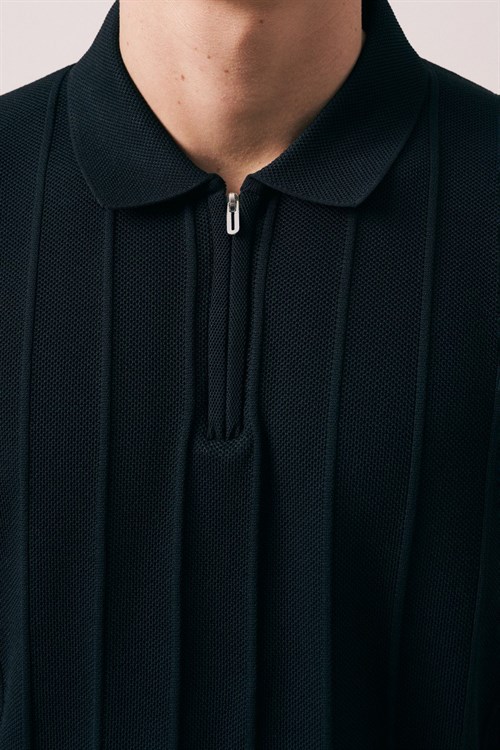 Wholesale Mens Black Knit Polo T-Shirt