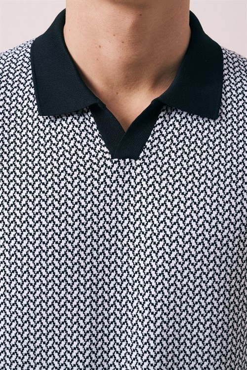 Wholesale Mens Black Knit Polo T-Shirt
