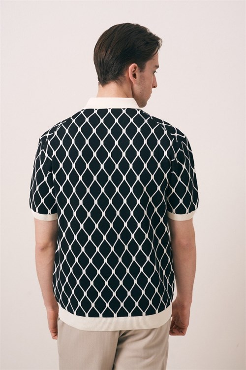 Wholesale Mens Black Knit Polo T-Shirt