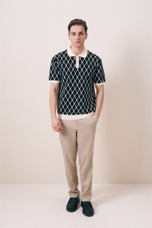 Wholesale Mens Black Knit Polo T-Shirt