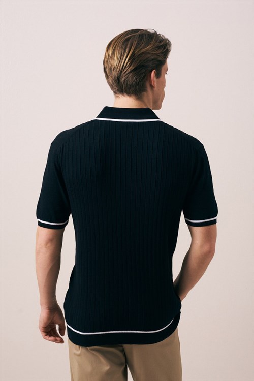 Wholesale Mens Black Knit Polo T-Shirt