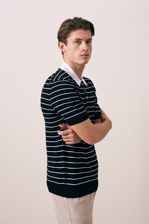 Wholesale Mens Black Knit Polo T-Shirt