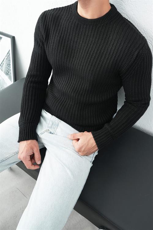 Wholesale Mens Black Knit Sweater