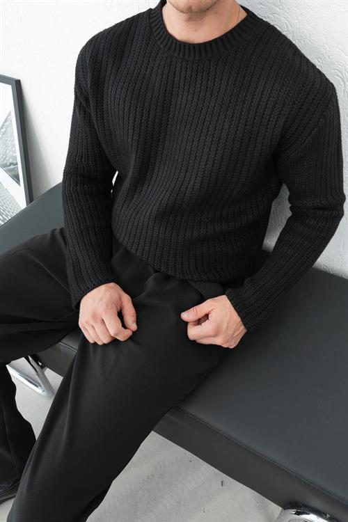 Wholesale Mens Black Knit Sweater