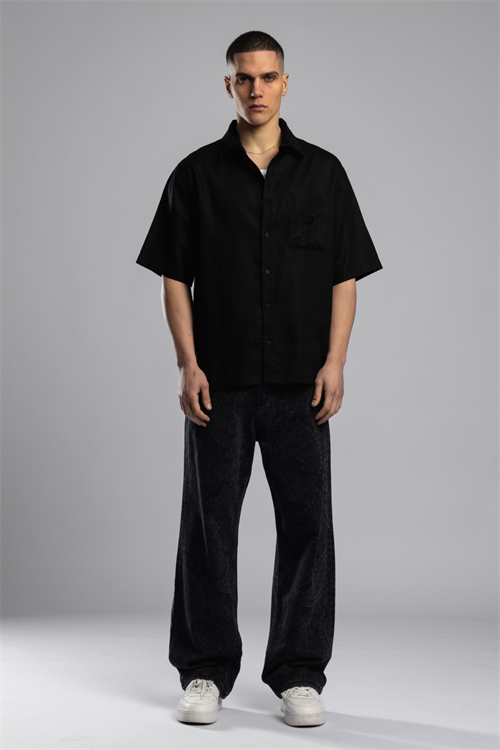 Wholesale Mens Black Linen Shirt