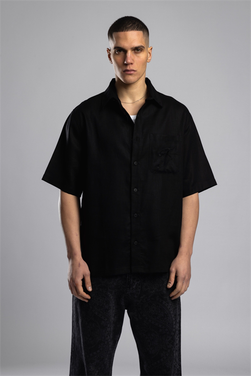 Wholesale Mens Black Linen Shirt