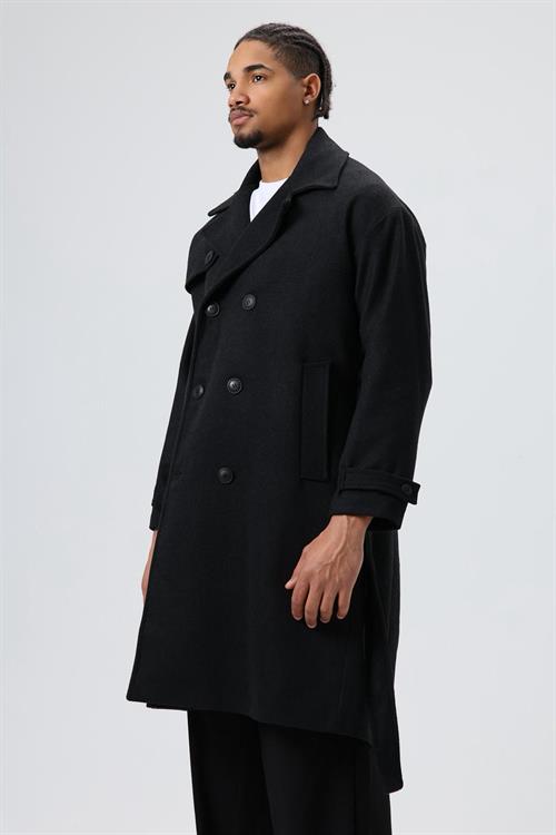Wholesale Mens Black Long Coat With Belt
