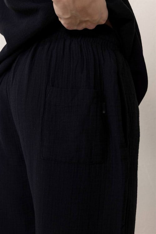 Wholesale Mens Black Muslin Baggy Sweatpants