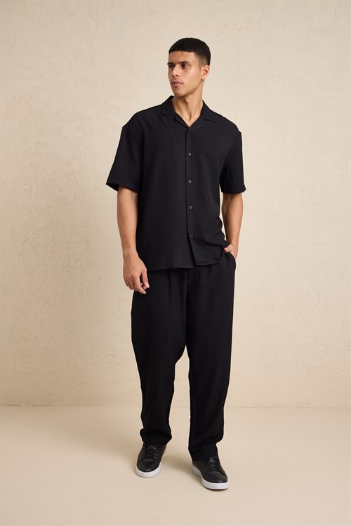 Wholesale Mens Black Oversized Shirt and Pants Set
