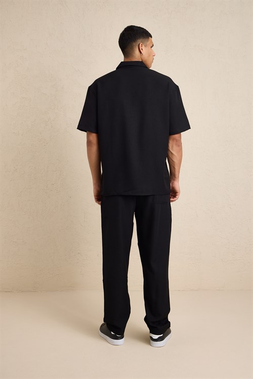 Wholesale Mens Black Oversized Shirt and Pants Set