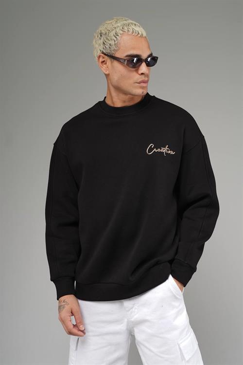 Wholesale Mens Black Oversized Sweatshirt 