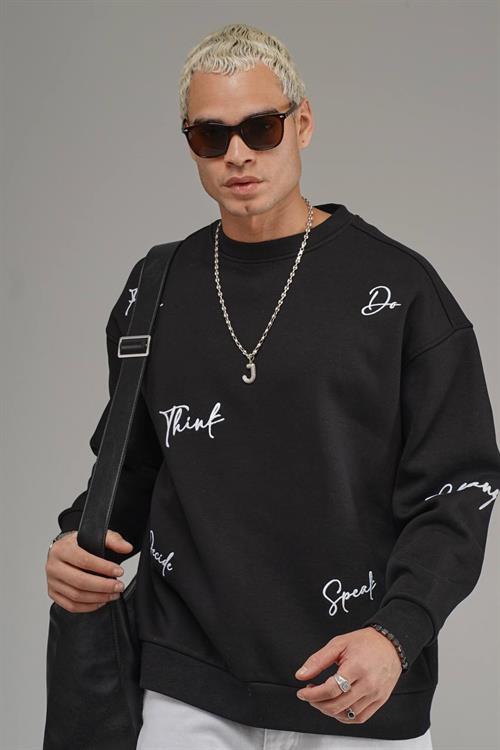 Wholesale Mens Black Oversized Sweatshirt