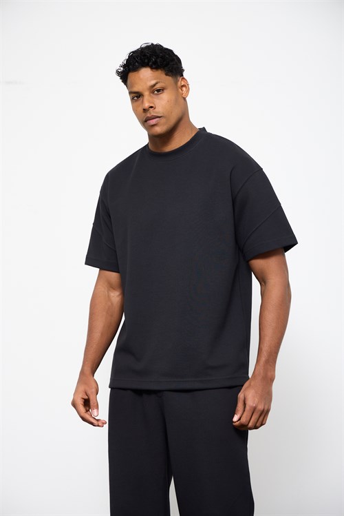 Wholesale Mens Black Oversized T-Shirt and Sweatpants Set