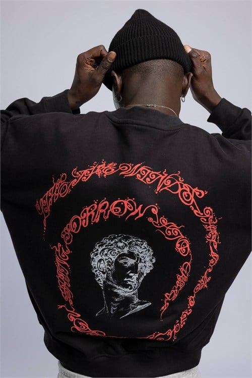 Wholesale Mens Black Printed Sweatshirt 