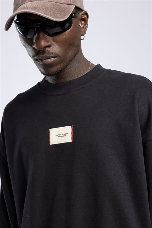 Wholesale Mens Black Printed Sweatshirt 