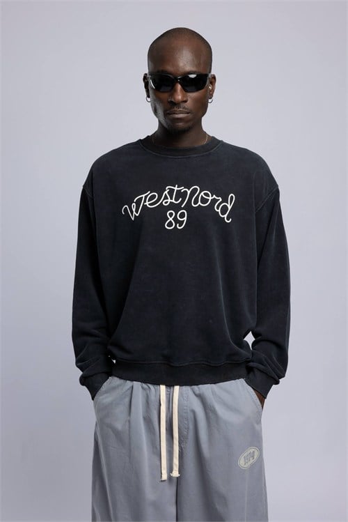 Wholesale Mens Black Printed Sweatshirt 