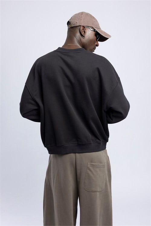 Wholesale Mens Black Printed Sweatshirt 