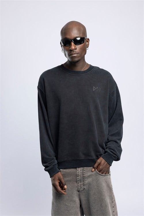 Wholesale Mens Black Printed Sweatshirt 