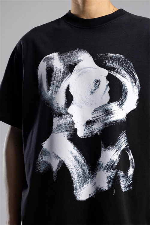 Wholesale Mens Black Printed T-shirt