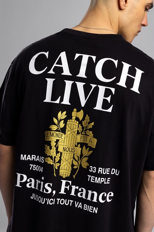 Wholesale Mens Black Printed T-shirt