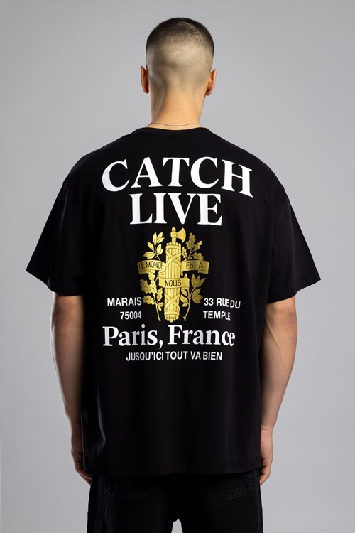 Wholesale Mens Black Printed T-shirt