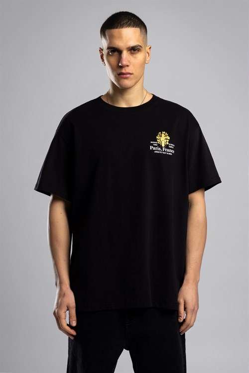 Wholesale Mens Black Printed T-shirt