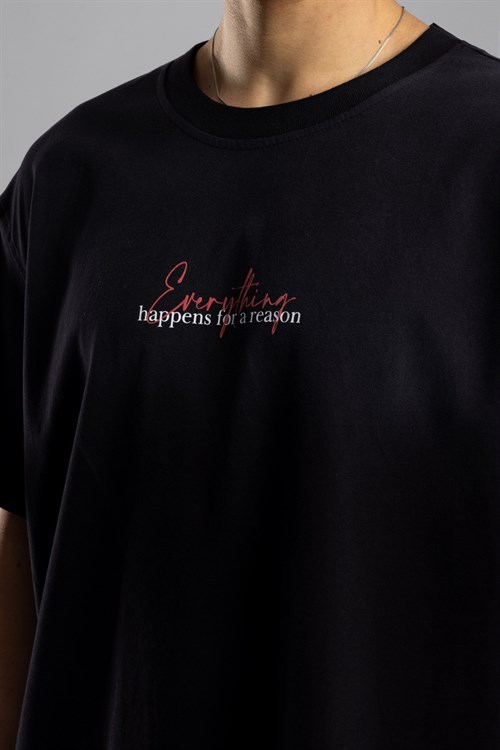 Wholesale Mens Black Printed T-shirt