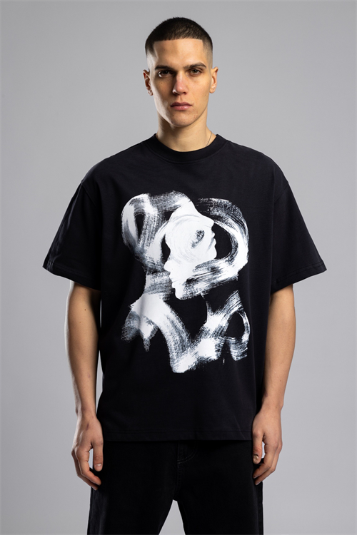 Wholesale Mens Black Printed T-shirt