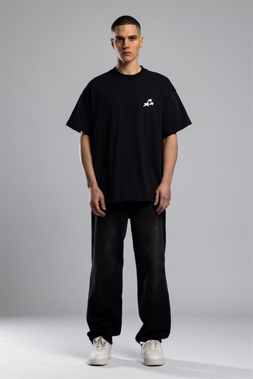 Wholesale Mens Black Printed T-shirt