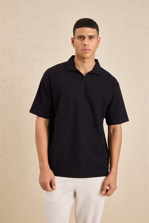 Wholesale Mens Black Regular Fit Polo Shirt