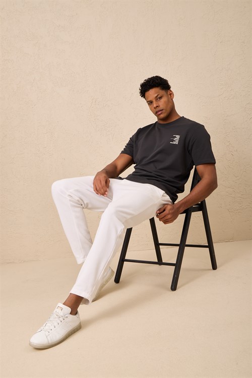 Wholesale Mens Anthracite Regular Fit Printed French Terry T-Shirt