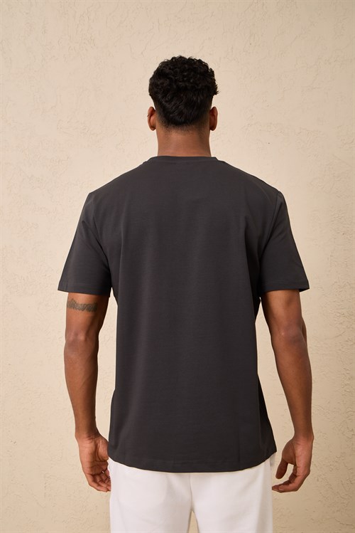 Wholesale Mens Anthracite Regular Fit Printed French Terry T-Shirt