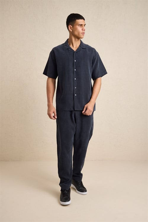 Wholesale Mens Black Relax Fit Cupra Shirt and Pants Set