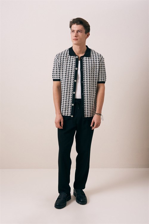 Wholesale Mens Black Knit Shirt