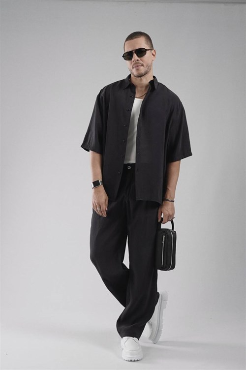 Wholesale Mens Black Shirt and Pants Set