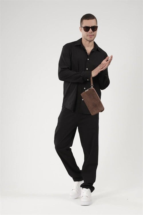Wholesale Mens Black Shirt and Pants Set