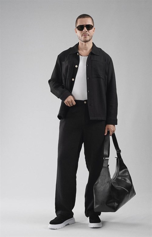 Wholesale Mens Black Shirt and Pants Set
