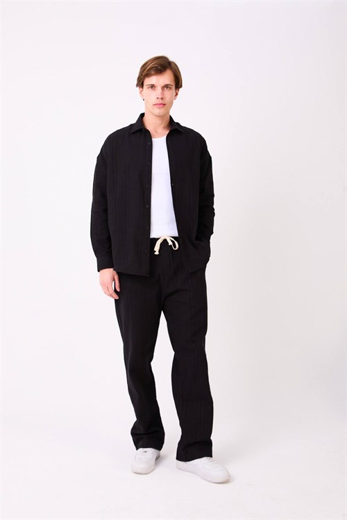 Wholesale Mens Black Shirt And Pants Set