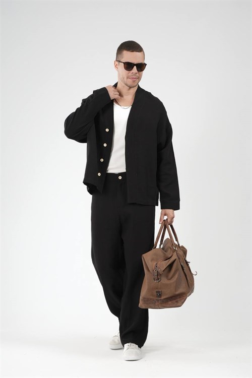 Wholesale Mens Black Shirt and Pants Set