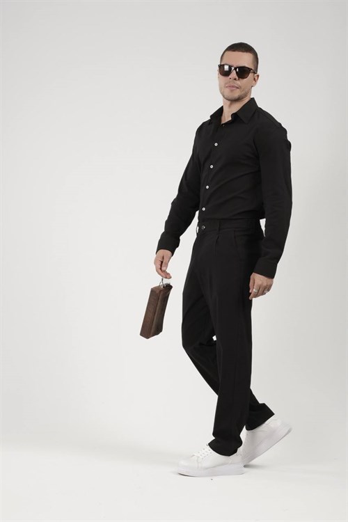 Wholesale Mens Black Shirt and Pants Set