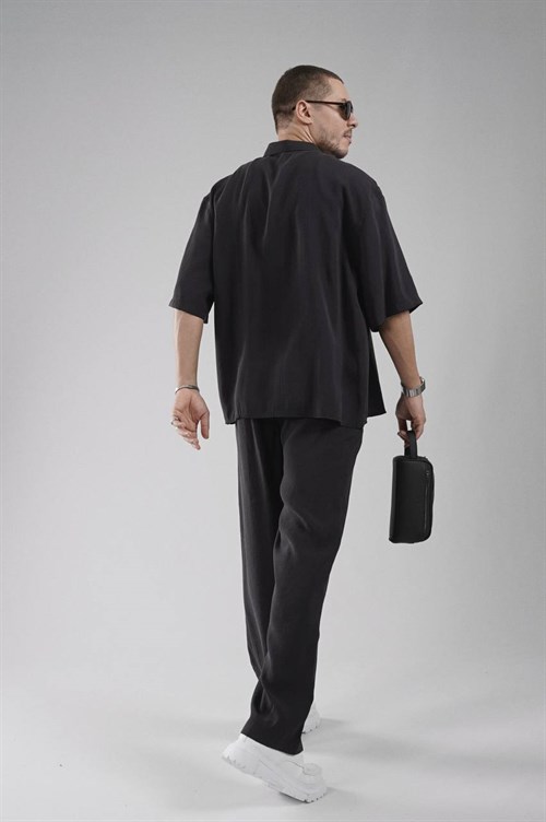 Wholesale Mens Black Shirt and Pants Set