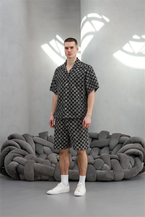 Wholesale Mens Black Shirt and Shorts Set
