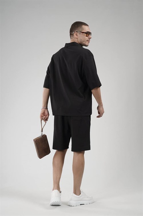 Wholesale Mens Black Shirt and Shorts Set