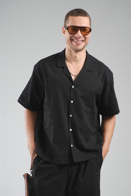 Wholesale Mens Black Shirt and Shorts Set